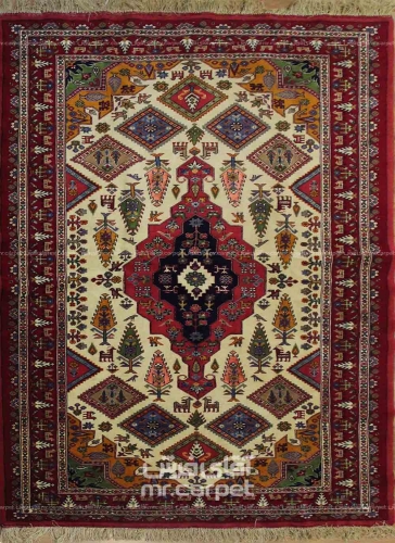 فرش دستبافت طرح قشقایی شیراز  35  رج سایز 1.40x2.10
