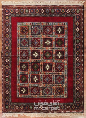 فرش دستبافت طرح یلمه شیراز  30  رج سایز 1.55x2.01