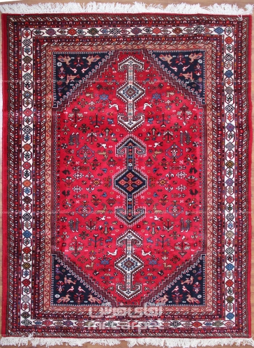 فرش دستبافت طرح قشقایی شیراز  35  رج سایز 1.96x2.93