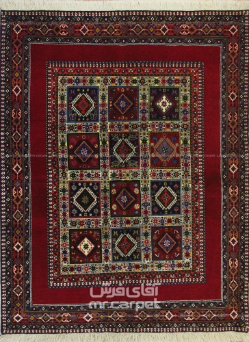 فرش دستبافت طرح یلمه شیراز  30  رج سایز 1.95x1.54