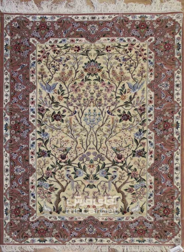 فرش دستبافت طرح درختی اصفهان  50  رج سایز 1.30x2.00