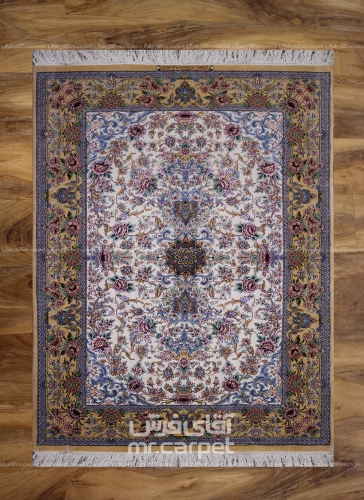 فرش دستبافت طرح لچک ترنج اصفهان  35  رج سایز 1.92x1.26