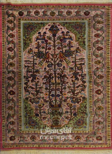فرش دستبافت طرح گلدانی طاووسی خراسان  30  رج سایز 2.35x1.58