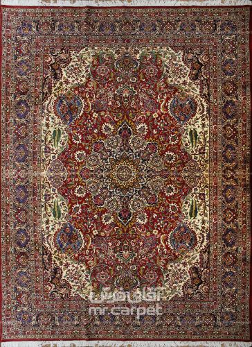 فرش دستبافت طرح ترنجی خراسان  30  رج سایز 3.54x2.57