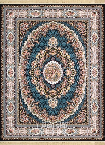 فرش ماشینی کلاسیک طرح 1232 سرمه ای 1200 شانه اکرلیک تیتانیوم