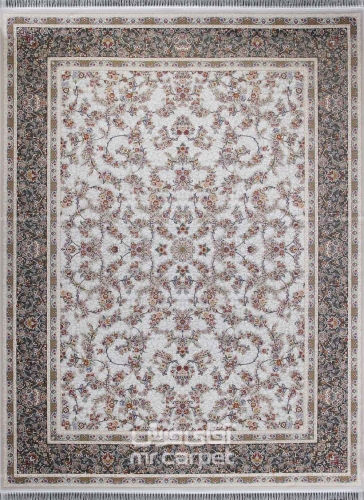 فرش ماشینی کلاسیک طرح گل افشان سیلور 1200 شانه اکرلیک آپادانا
