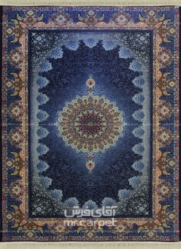 فرش ماشینی مدرن طرح 100931 سرمه ای 1200 شانه پلی اوژن فرشواره