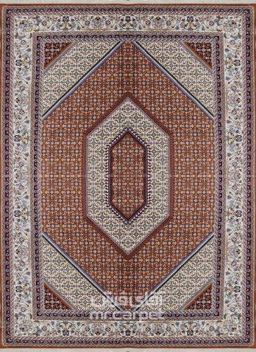 فرش ماشینی کلاسیک طرح KA017 نمونه 2 B مسی 500 شانه پشم سرمایه