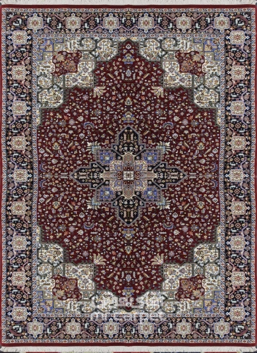 فرش ماشینی کلاسیک طرح KA023 نمونه 1 B لاکی 500 شانه پشم سرمایه