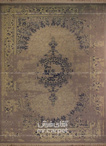 فرش ماشینی وینتیج طرح VNKA031 نمونه 1 B نقره ای 500 شانه پشم سرمایه
