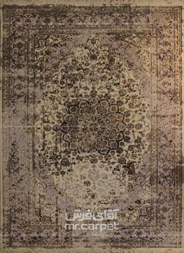 فرش ماشینی وینتیج طرح VNKA024 نمونه 1 B کرم 500 شانه پشم سرمایه