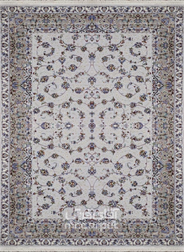 فرش ماشینی کلاسیک طرح KA003 نمونه 1 B نقره ای 500 شانه پشم سرمایه