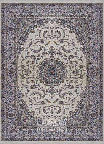 فرش ماشینی کلاسیک طرح KA008 نمونه 1 B کرم 500 شانه پشم سرمایه