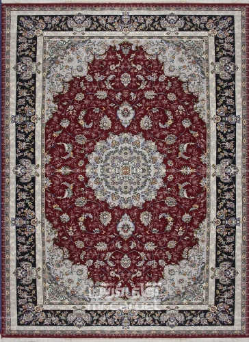 فرش ماشینی کلاسیک طرح KA007 نمونه 1 B لاکی 500 شانه پشم سرمایه