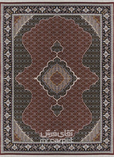 فرش ماشینی کلاسیک طرح KA013 نمونه 2 B لاکی 500 شانه پشم سرمایه