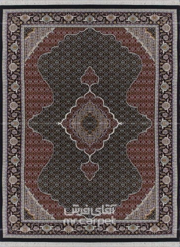 فرش ماشینی کلاسیک طرح KA013 نمونه 2 B سرمه ای 500 شانه پشم سرمایه