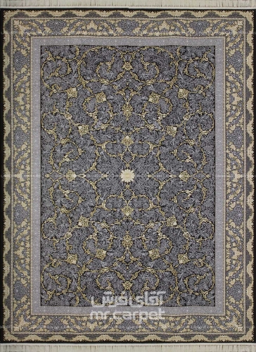 فرش ماشینی کلاسیک طرح آلما نمونه 1 ذغالی 700 شانه پلی استر - پلی استر هایبالک فرهی