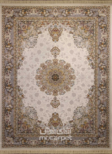 فرش ماشینی کلاسیک طرح آونگ نمونه 1 کرم 700 شانه پلی استر - پلی استر هایبالک فرهی