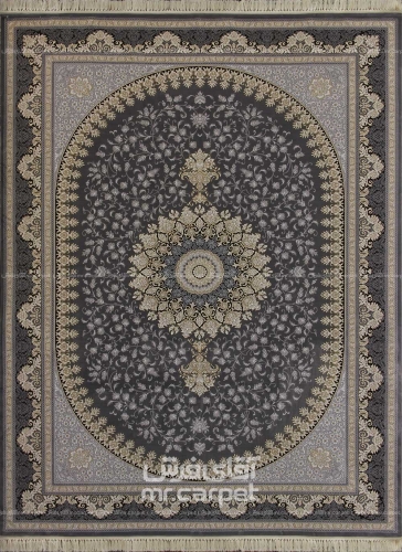 فرش ماشینی کلاسیک طرح آیسل نمونه 1 دودی 700 شانه پلی استر فیلامنت فرهی