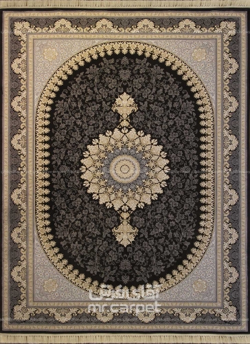 فرش ماشینی کلاسیک طرح آیسل نمونه 1 ذغالی 700 شانه پلی استر فیلامنت فرهی