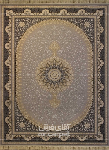 فرش ماشینی کلاسیک طرح آیسل نمونه 1 نقره ای 700 شانه پلی استر فیلامنت فرهی