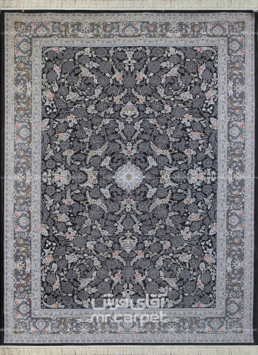 فرش ماشینی کلاسیک طرح گلشید نمونه 1 ذغالی 700 شانه پلی استر - پلی استر هایبالک فرهی