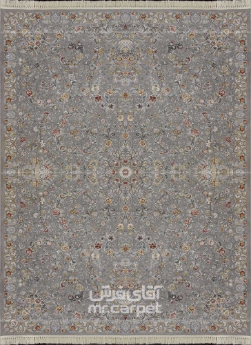 فرش ماشینی کلاسیک طرح جام افشان نمونه 1 طوسی 700 شانه پلی استر - پلی استر هایبالک فرهی