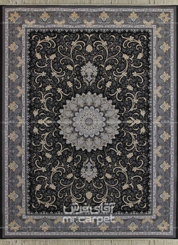 فرش ماشینی کلاسیک طرح تلناز نمونه 1 ذغالی 700 شانه پلی استر - پلی استر هایبالک فرهی