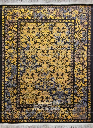فرش ماشینی مدرن طرح SA066 عرضی نمونه 1 مشکی 320 شانه پلی استر فیلامنت فرهی