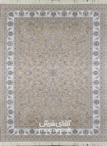 فرش ماشینی کلاسیک طرح DM001 نمونه 1 خاکی 1200 شانه پلی استر-اکرلیک آپادانا