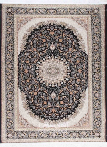 فرش ماشینی کلاسیک طرح AM011 نمونه 1 قهوه ای 1200 شانه پلی استر فیلامنت فرهی