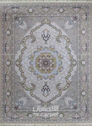 فرش ماشینی کلاسیک طرح DM021 نمونه 1 بژ 1200 شانه پلی استر-اکرلیک آپادانا