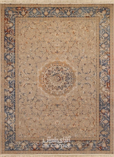 فرش ماشینی وینتیج طرح VNDM010 نمونه 1 بژ 1200 شانه پلی استر-اکرلیک آپادانا