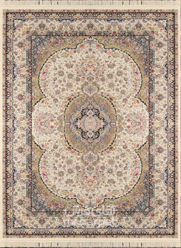 فرش ماشینی کلاسیک طرح نارگل نمونه 2 کرم 1200 شانه پلی استر - پلی استر هایبالک همشهری