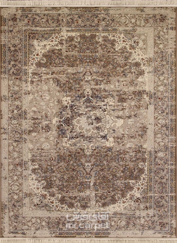فرش ماشینی وینتیج طرح VNDM002 نمونه 1 بژ 1200 شانه پلی استر-اکرلیک آپادانا