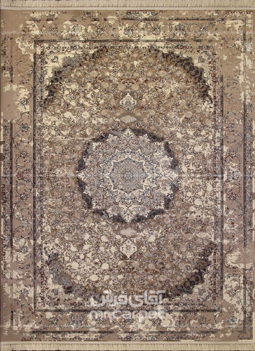 فرش ماشینی وینتیج طرح VNDM021 نمونه 1 بژ 1200 شانه پلی استر-اکرلیک آپادانا
