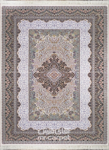 فرش ماشینی کلاسیک طرح آرامیس کرم b 1200 شانه پلی استر فیلامنت فرهی