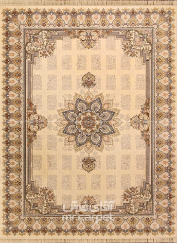 فرش ماشینی کلاسیک طرح DM029-C کرم 1200 شانه پلی استر-اکرلیک آپادانا