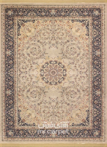 فرش ماشینی کلاسیک طرح مارال نمونه 2 نقره ای 1500 شانه پلی استر فیلامنت فرهی