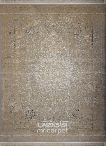 فرش ماشینی وینتیج طرح VNAR003 نمونه 1 نقره ای 1500 شانه پلی استر-اکرلیک فرهی