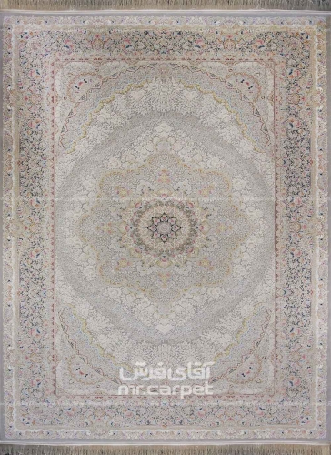 فرش ماشینی کلاسیک طرح آنیما نمونه 2 نقره ای - لایت 1500 شانه پلی استر-اکرلیک فرهی