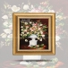تابلو فرش دست بافت طرح گل سنگی چله  ابریشم  سایز 0.48x0.64 