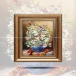 تابلو فرش دست بافت طرح گل چله  نخ  سایز 0.63x0.44 