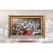 تابلو فرش دست بافت طرح گل مژگان چله  ابریشم  سایز 0.59x0.78 