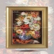 تابلو فرش دست بافت طرح گل رز چله  ابریشم  سایز 0.69x0.42 